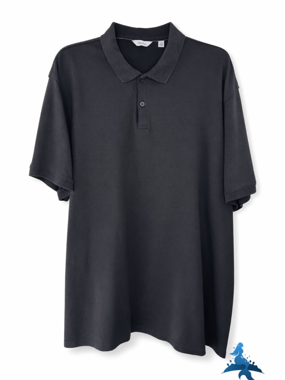 1302 Calvin Klein Polo Shirt Short Sleeve Metal CK Logo – XL – Black